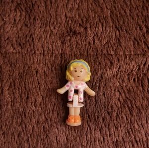 RARE Vintage 90s 1994 Bluebird Polly Pocket Nursery Doll in Polka Dot Dress